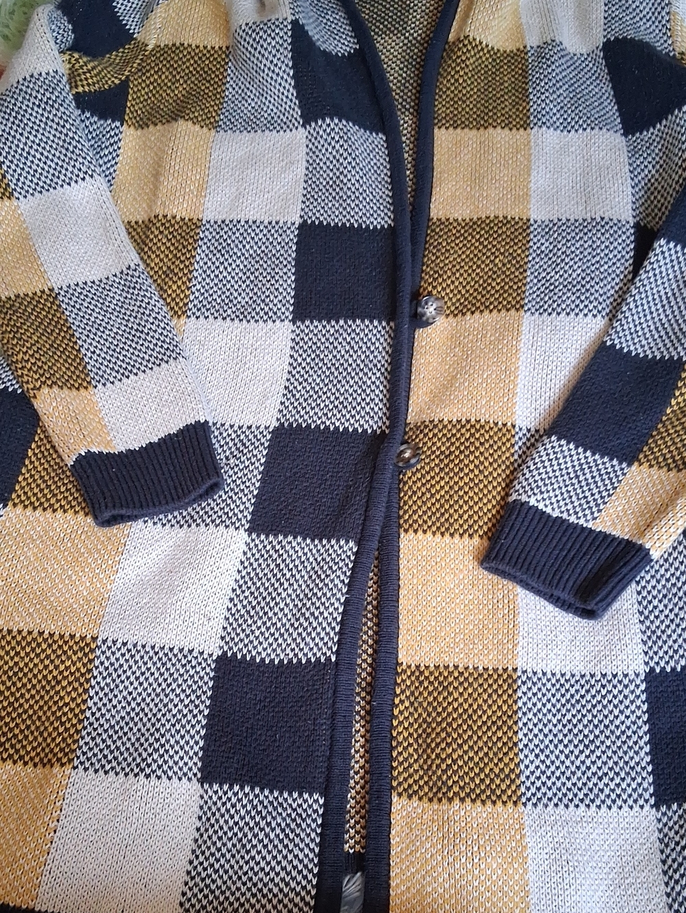 Cabi Hooded Long Plaid Sweater Cardigan - Picture 5 of 11